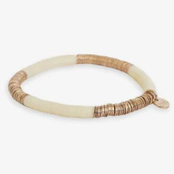 INK + ALLOY Grace Two Color Block Stretch Bracelet Cream and Gold