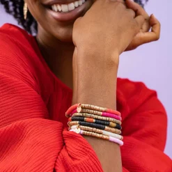 INK + ALLOY Grace Two Color Block Stretch Bracelet Cream and Gold