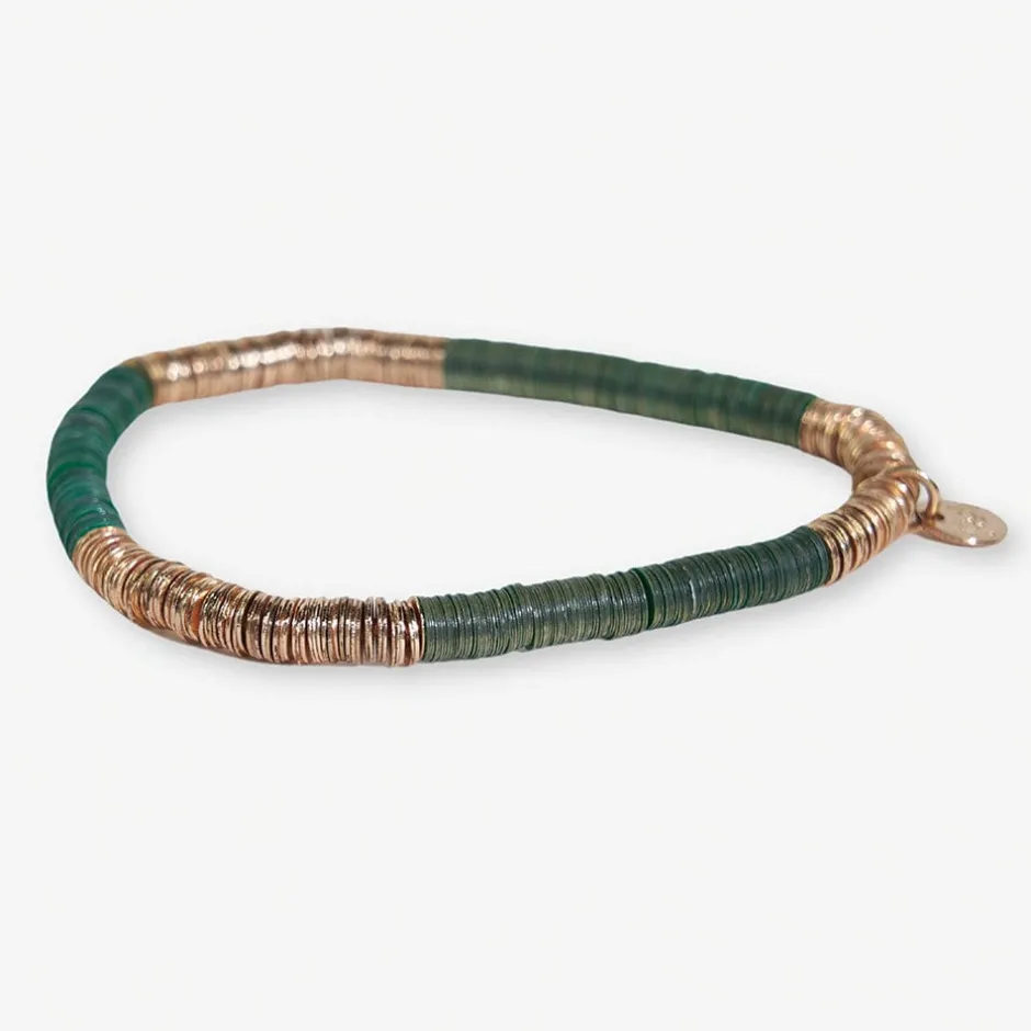 INK + ALLOY Grace Two Color Block Stretch Bracelet Emerald and Gold