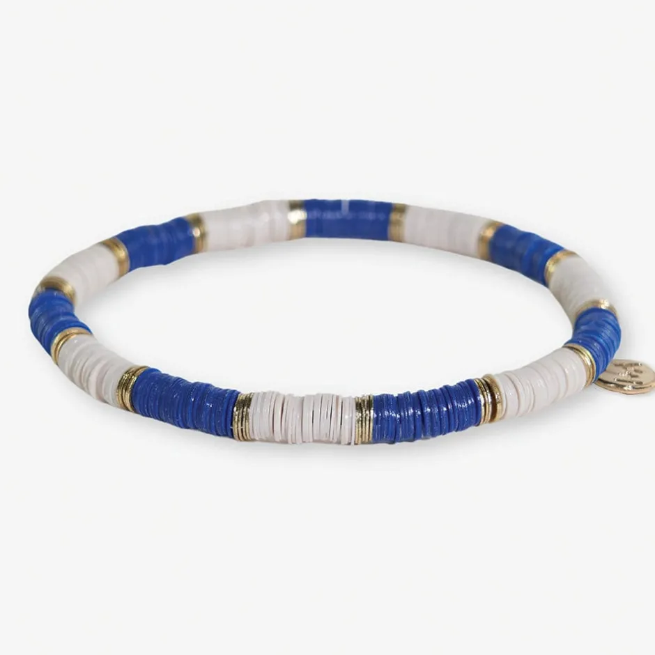 INK + ALLOY Grace Two-Color Block Sequin Stretch Bracelet Lapis/Ivory