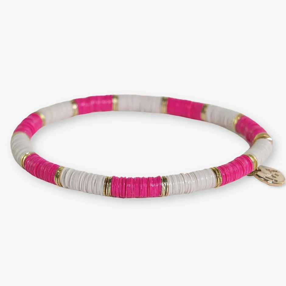 INK + ALLOY Grace Two-Color Block Sequin Stretch Bracelet Hot Pink/Ivory