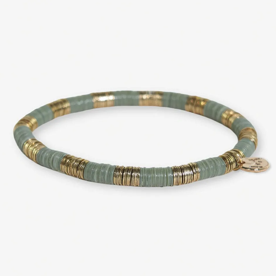 INK + ALLOY Grace Two-Color Block Sequin Stretch Bracelet Mint Green and Gold