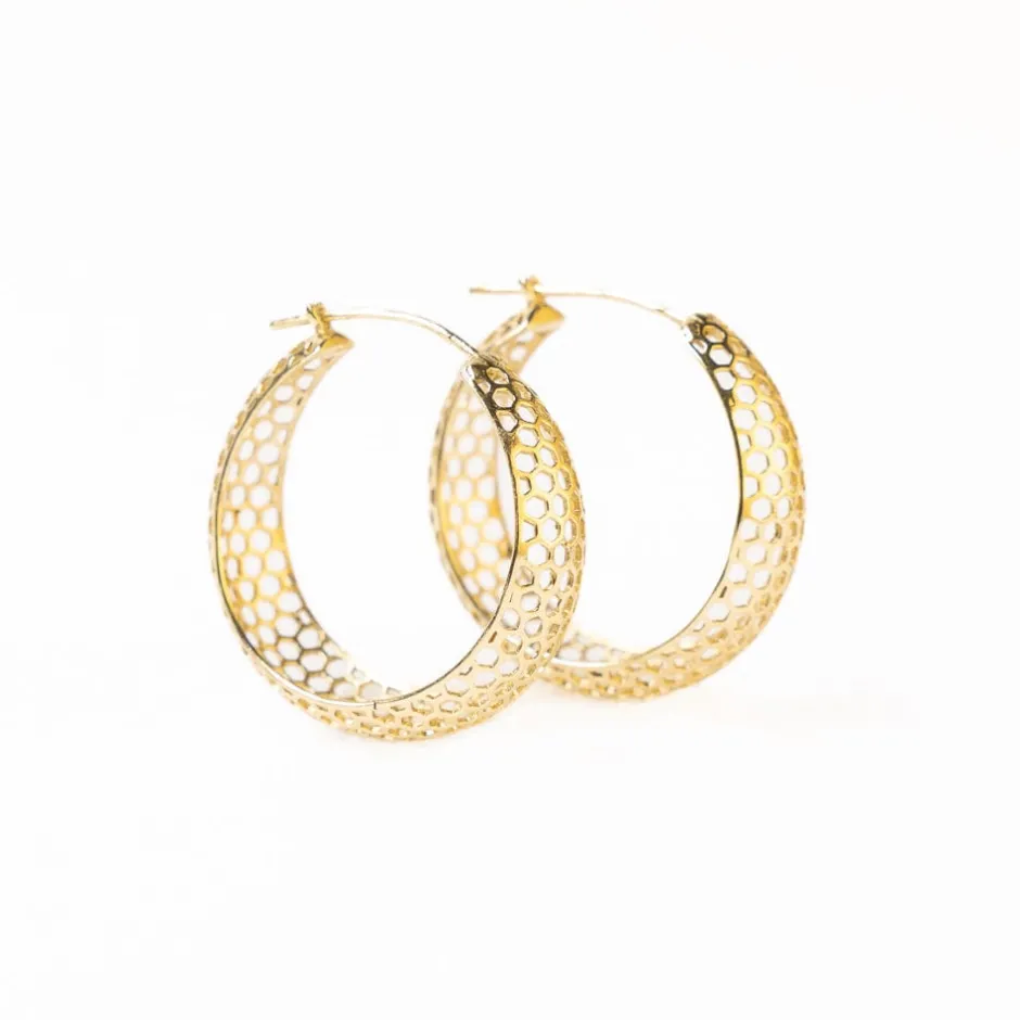 INK + ALLOY Gretchen Honeycomb Hoop Earrings Brass