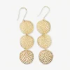 INK + ALLOY Gretchen Triple Disc Textured Drop Earrings Brass
