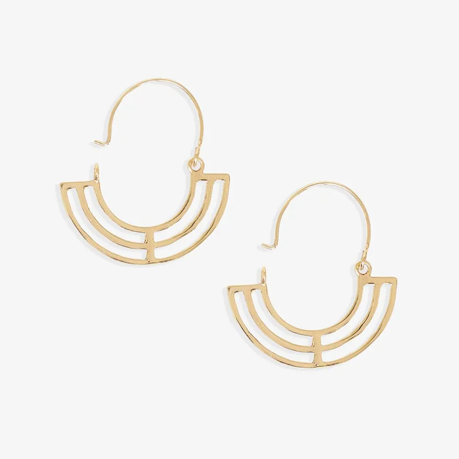 INK + ALLOY Gwen Half Circle with Cut Outs Abstract Hoop Earrings Brass