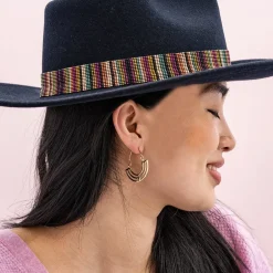 INK + ALLOY Gwen Half Circle with Cut Outs Abstract Hoop Earrings Brass