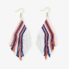 INK + ALLOY Haley Game Day Falling Lines Beaded Fringe Earrings Navy and Orange