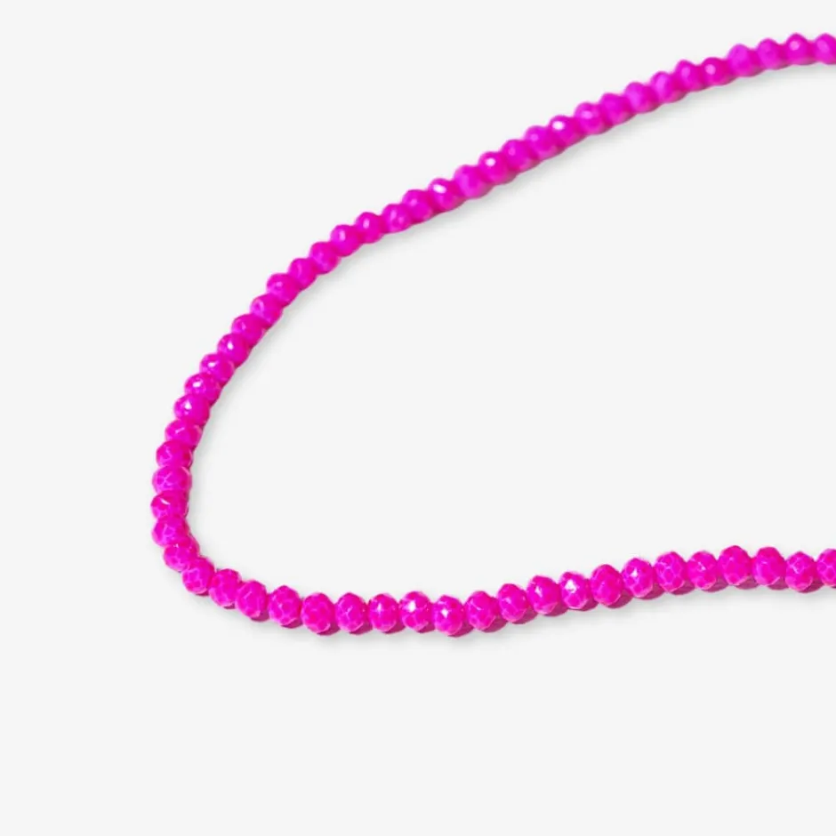 INK + ALLOY Hayden Solid Single Strand Crystal Necklace With Tassel Hot Pink