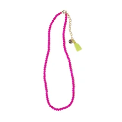 INK + ALLOY Hayden Solid Single Strand Crystal Necklace With Tassel Hot Pink