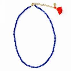 INK + ALLOY Hayden Solid Single Strand Crystal Necklace With Tassel Royal Blue