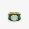 INK + ALLOY Hazel Oval Stone With Enamel Band Ring Green/Light Blue- Size 8