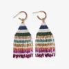 INK + ALLOY James Mini Gold Hoop Horizontal Stripes Beaded Fringe Earrings Muted