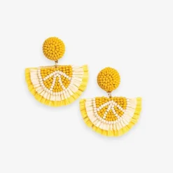 INK + ALLOY Josephine Lemon Raffia Drop Earrings Lemon