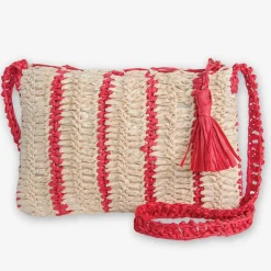 INK + ALLOY Kai Striped Raffia Crossbody Red