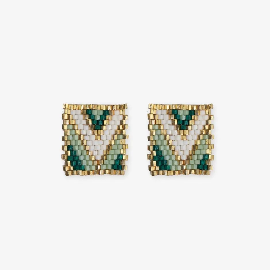 INK + ALLOY Kallie Rectangle Post Beaded Earrings Mint