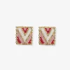 INK + ALLOY Kallie Rectangle Post Beaded Earrings Blush