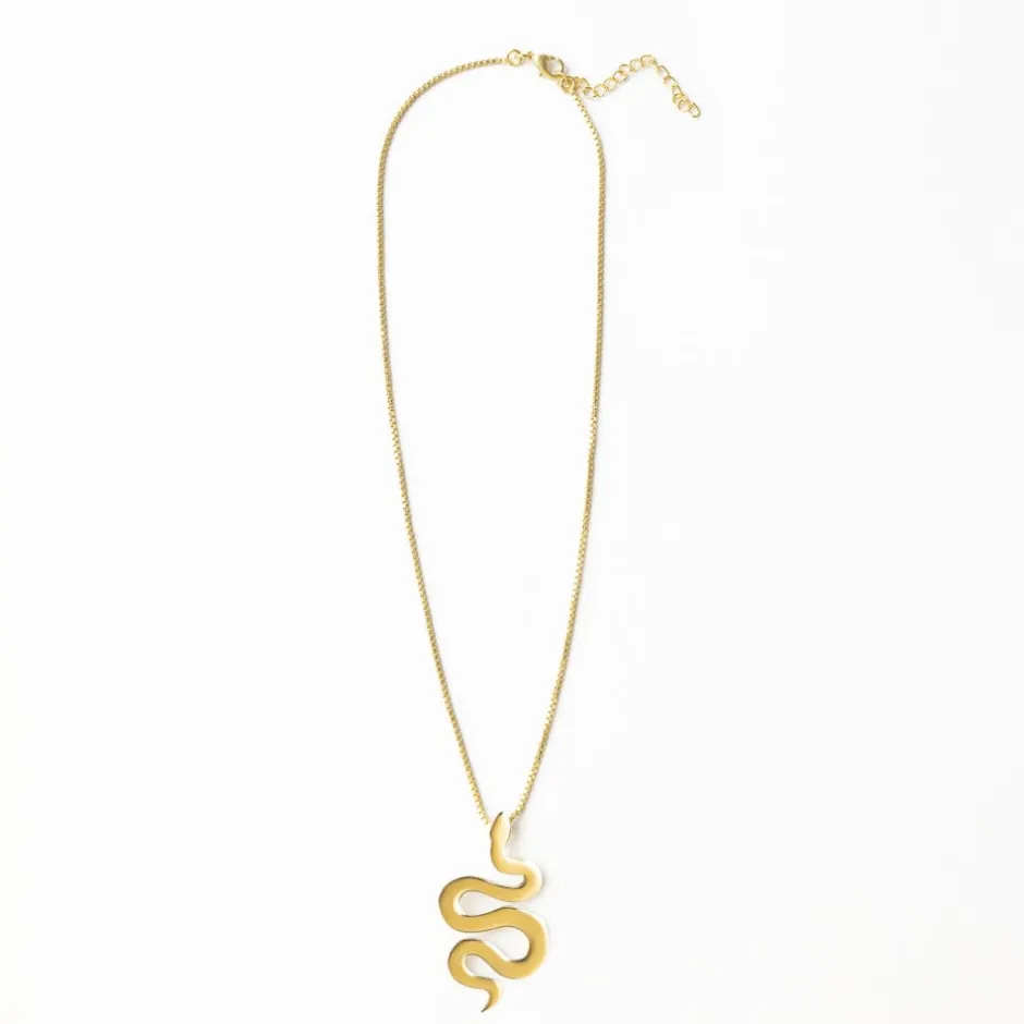 INK + ALLOY Kara Snake Pendant Necklace Brass