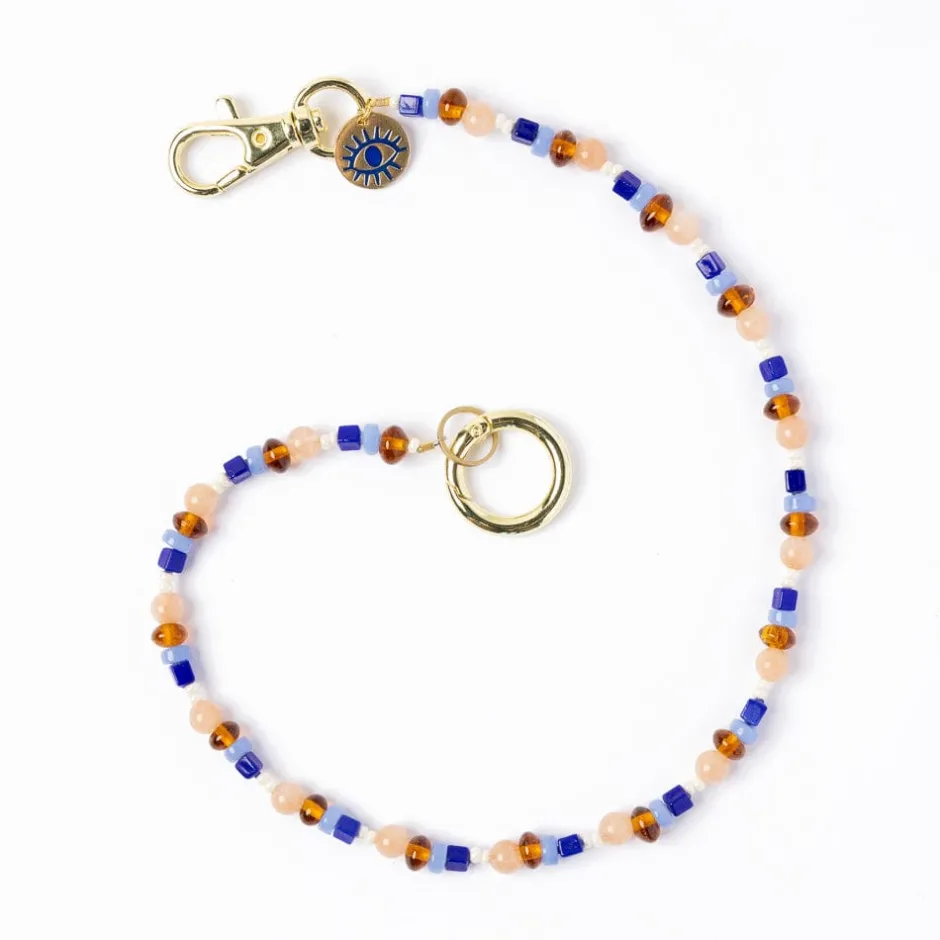 INK + ALLOY Kate Beaded Bag Charm with Brass Evil Eye