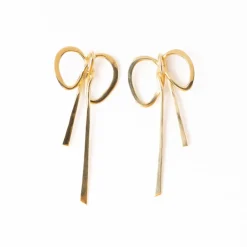 INK + ALLOY Katie Large Ribbon Bow Post Earrings Brass