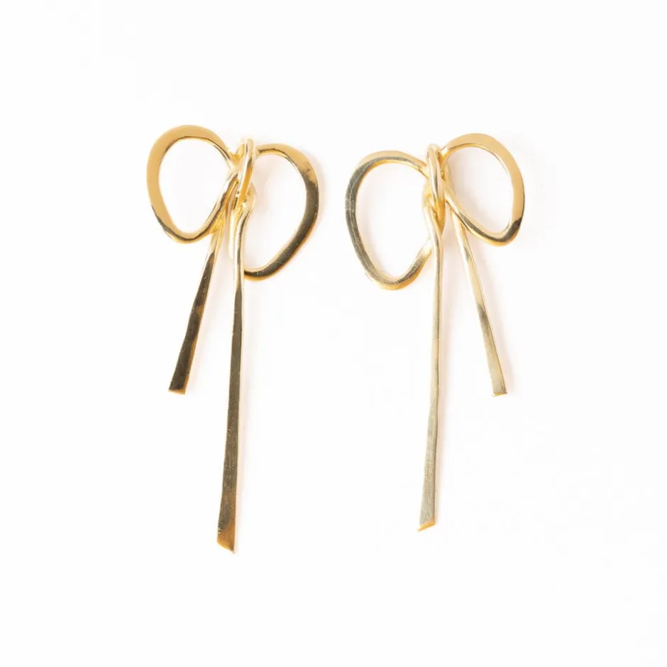 INK + ALLOY Katie Large Ribbon Bow Post Earrings Brass