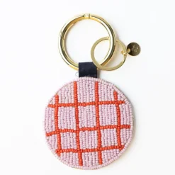 INK + ALLOY Kelsey Bon Voyage Seed Bead Bag Accessory Key Ring Light Blue