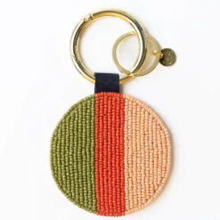 INK + ALLOY Kelsey Olives Seed Bead Bag Accessory Key Ring Blush