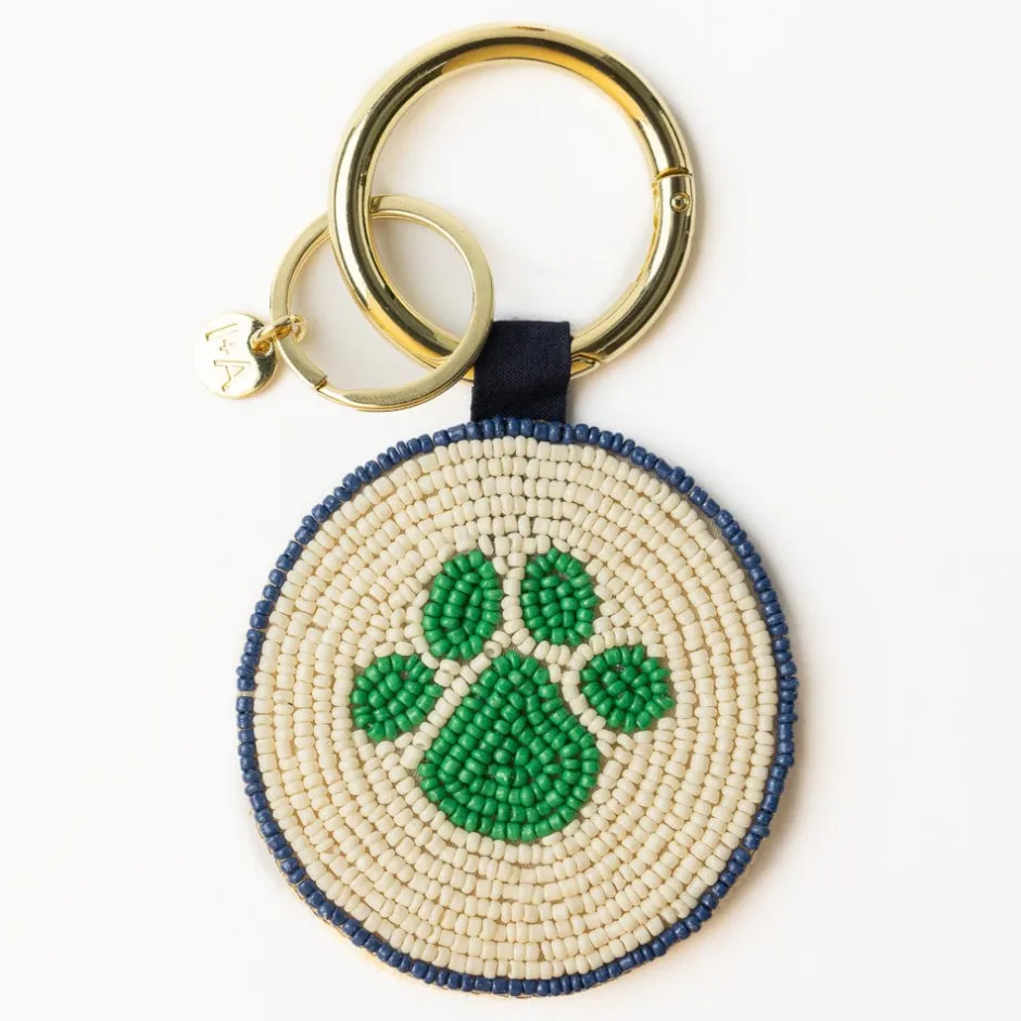 INK + ALLOY Kelsey Paws Off Seed Bead Bag Accessory Key Ring Kelly Green