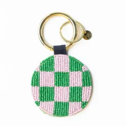 INK + ALLOY Kelsey Soleil Sun Seed Bead Bag Accessory Key Ring Yellow Green