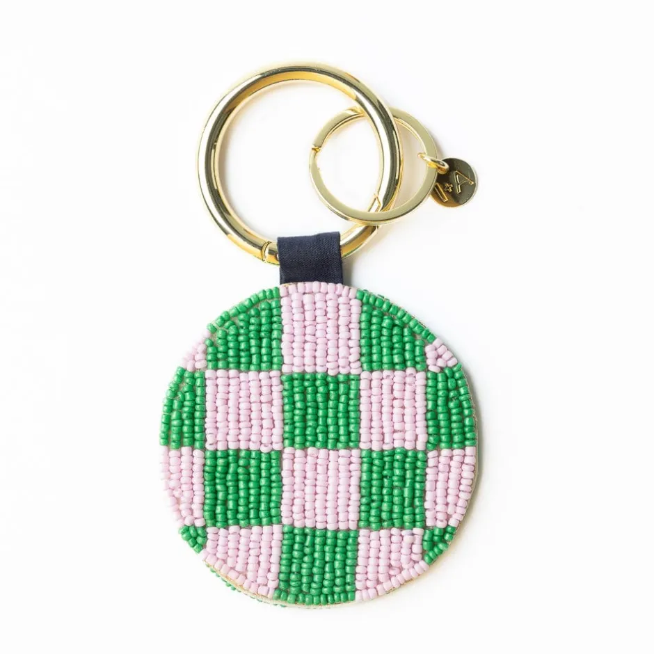 INK + ALLOY Kelsey Soleil Sun Seed Bead Bag Accessory Key Ring Yellow Green