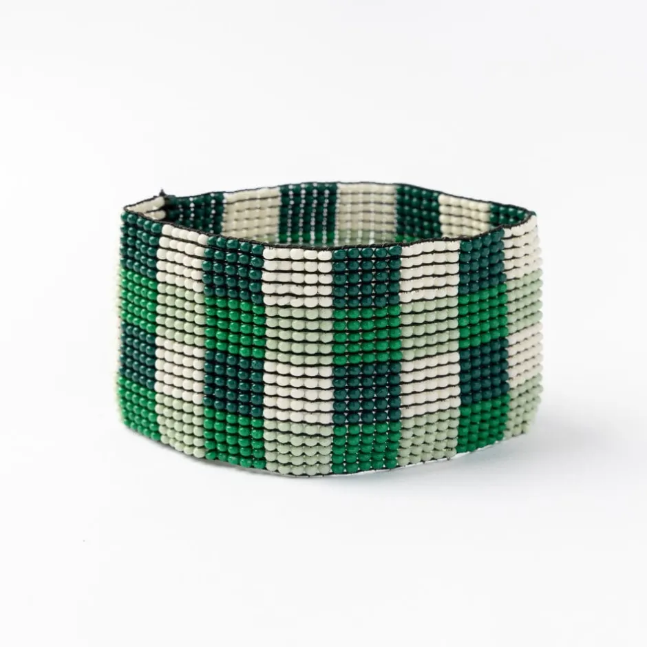 INK + ALLOY Kendall Gingham Beaded Stretch Bracelet Green