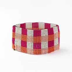 INK + ALLOY Kendall Gingham Beaded Stretch Bracelet Pink