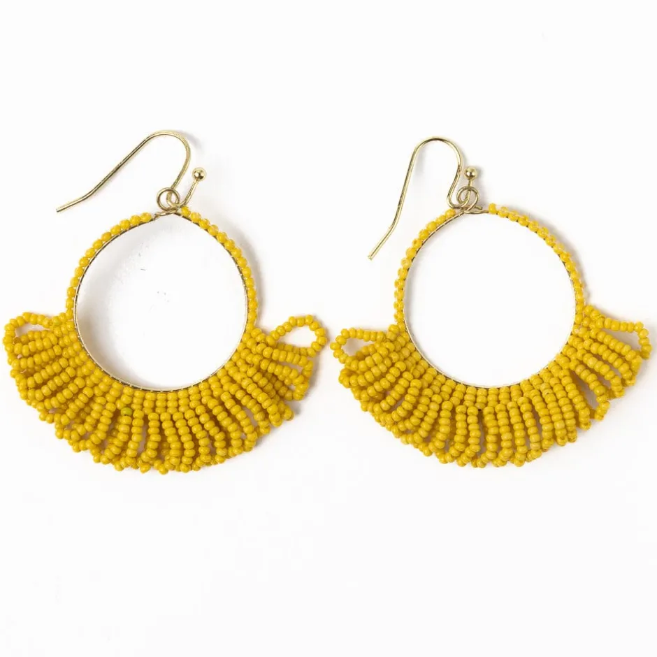INK + ALLOY Kendra Fringe Hoop Seed Bead Earring Yellow