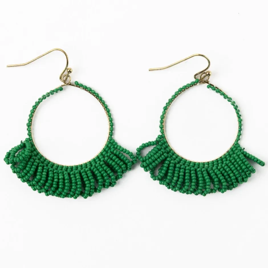 INK + ALLOY Kendra Fringe Hoop Seed Bead Earring Kelly Green