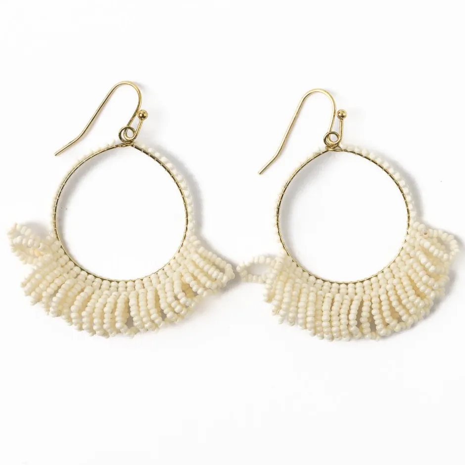INK + ALLOY Kendra Fringe Hoop Seed Bead Earring Ivory