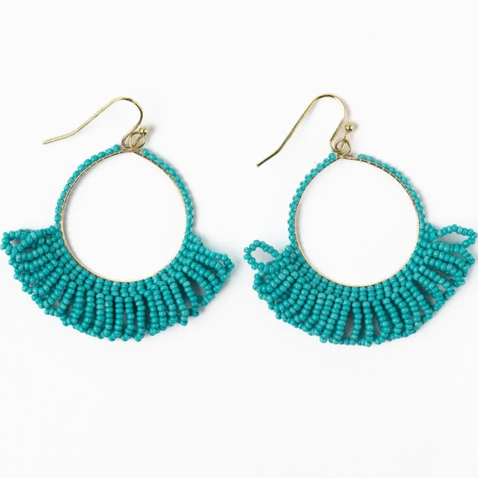 INK + ALLOY Kendra Fringe Hoop Seed Bead Earring Turquoise