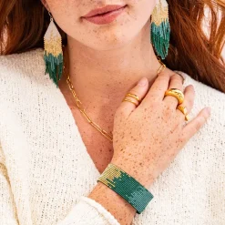 INK + ALLOY Kenzie Ombre Beaded Stretch Bracelet Emerald Green