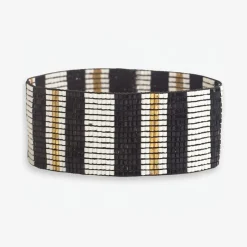 INK + ALLOY Kenzie Vertical Stripes Beaded Stretch Bracelet Black and White