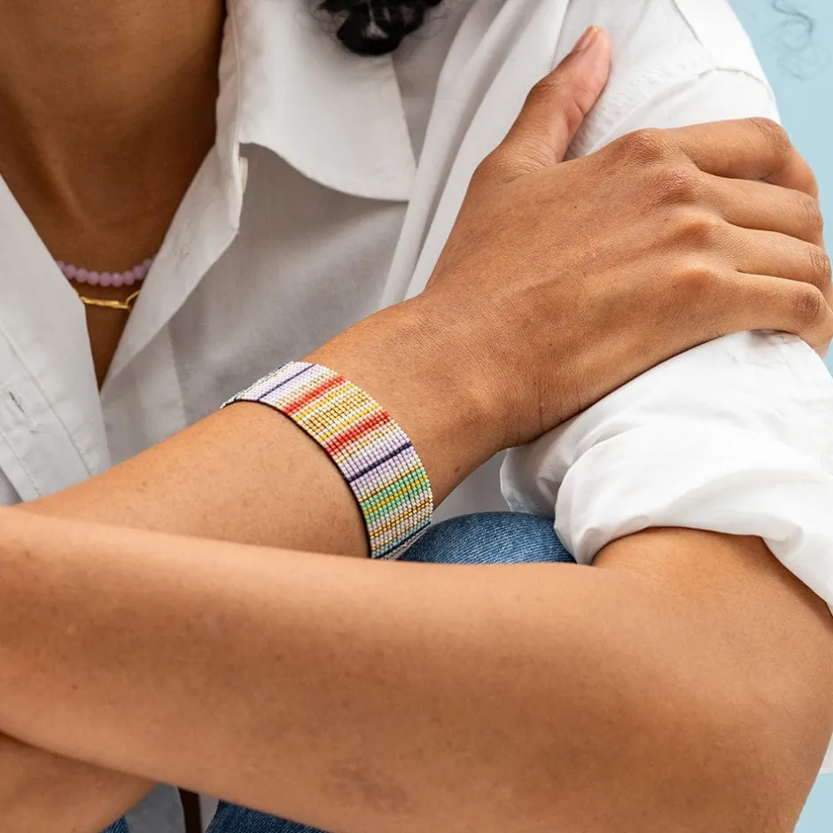 INK + ALLOY Kenzie Vertical Stripes Beaded Stretch Bracelet Multi