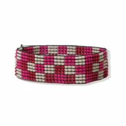 INK + ALLOY Lane Checkered Beaded Stretch Bracelet Hot Pink