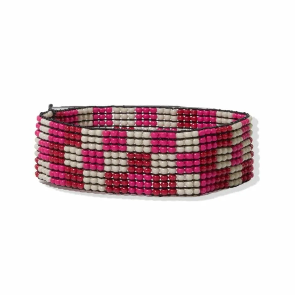INK + ALLOY Lane Checkered Beaded Stretch Bracelet Hot Pink