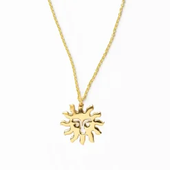 INK + ALLOY Lane Sun Pendant Necklace Brass