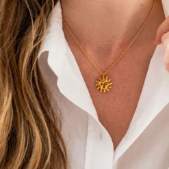 INK + ALLOY Lane Sun Pendant Necklace Brass