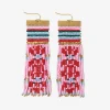 INK + ALLOY Lauren Faire Isle Nordic Beaded Fringe Earring Pink