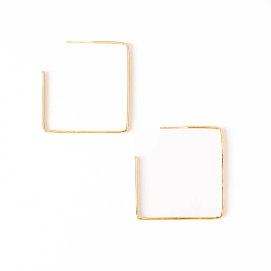 INK + ALLOY Leah Square Thin Hoop Earrings Brass