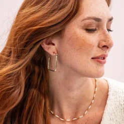 INK + ALLOY Leah Square Thin Hoop Earrings Brass