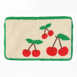 INK + ALLOY Leila Cherries Seed Bead Clutch With Strap