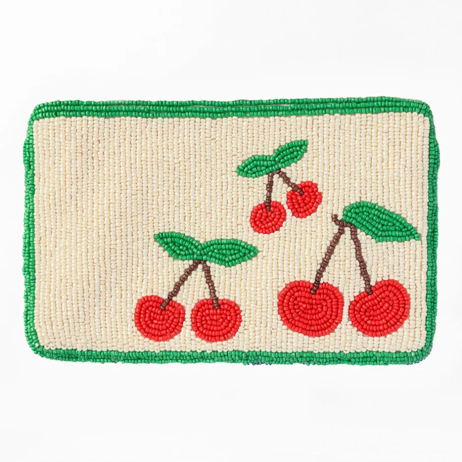 INK + ALLOY Leila Cherries Seed Bead Clutch With Strap