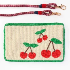 INK + ALLOY Leila Cherries Seed Bead Clutch With Strap