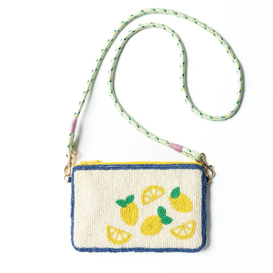 INK + ALLOY Leila Lemons Seed Bead Clutch With Strap