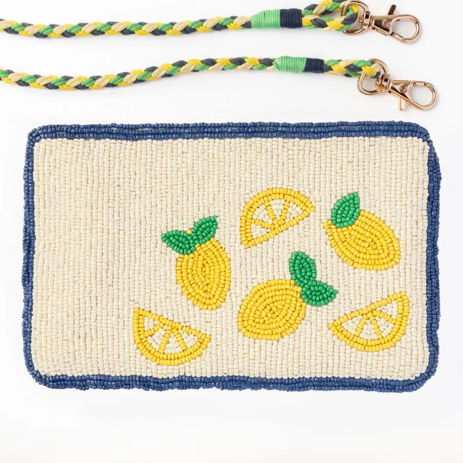 INK + ALLOY Leila Lemons Seed Bead Clutch With Strap